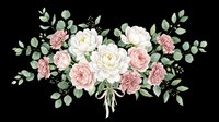 Floral arrangement with pink and white roses, peonies, and eucalyptus greenery isolated on transparent background. Ready for t-shirt designs, clipart, stickers, sublimation, and print-on-demand products.