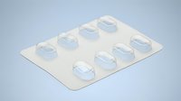 Empty medication blister pack with transparent plastic bubbles on white background isolated for pharmaceutical and healthcare design concepts.