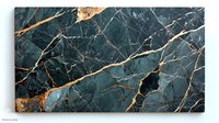 Dark green marble texture with golden and white veins creating natural abstract pattern on polished stone surface, suitable for luxury interior design backgrounds.