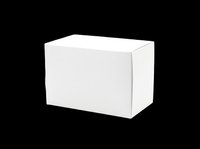 Blank white product box isolated on transparent background, ready for custom branding, packaging design, print-on-demand, sublimation, and commercial mockups.