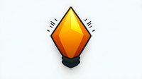 Bright yellow diamond-shaped light bulb with glowing effect and dark base on white background, isolated design element for creative projects.