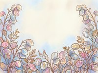 Watercolor botanical border with delicate seed pods and dried grasses in soft pink, blue, and gold tones on cream background. Isolated design element for invitations, stationery, and decorative projects.