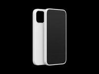 Smartphone protective case with white frame and black back panel, isolated on transparent background, ready for sublimation, mockup, print on demand, and sticker design use.