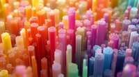 Colorful fiber optic cables in vibrant rainbow hues create abstract technological pattern with glowing ends against dark background. Modern communication concept.
