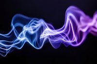 Abstract flowing smoke waves in blue and purple gradient colors on black background for modern digital art and graphic design projects.