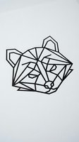 Geometric bear head design with angular polygonal lines creating modern minimalist wildlife art on white background for contemporary decor projects.