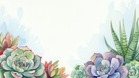 Watercolor succulent plants border frame with copy space for text on light background, botanical garden design for greeting cards and invitations.