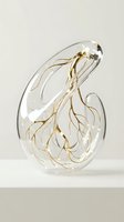 Elegant clear glass vase with golden swirl patterns, modern decorative home accent piece for contemporary interior design and luxury decor styling.