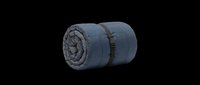 Rolled blue sleeping bag or camping blanket isolated on transparent background, ready for t-shirt design, clipart, stickers, and print-on-demand products.