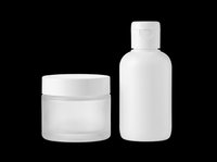 White cosmetic jar and bottle set isolated on transparent background, ready for beauty branding, packaging mockups, stickers, and print on demand design use.