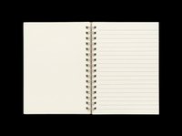 Open spiral notebook with blank lined pages, isolated on transparent background. Ready for sticker, clipart, print on demand, sublimation, and t-shirt design use.