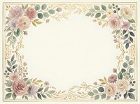 Vintage floral border frame with roses, leaves, and ornamental scrollwork on cream background, isolated for invitations and design projects.