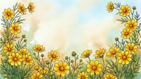 Watercolor yellow wildflowers frame a soft pastel background, creating a bright floral border for cards, invitations, and seasonal designs.