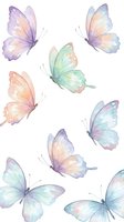 Watercolor butterflies in pastel colors isolated on white background for spring design projects and nature-themed decorations.