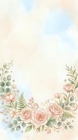 Watercolor floral frame with pink roses, peonies, ferns, and decorative foliage on isolated white background. Perfect for wedding invitations, greeting cards, and design projects.
