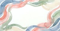Soft watercolor frame with flowing organic shapes in pastel blue, coral pink and sage green tones on white background for wedding invitations and stationery.