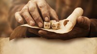 Skilled craftsman hands carefully holding wooden dice on parchment paper showcasing traditional woodworking artistry and handmade gaming pieces.