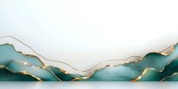 Abstract turquoise and gold mountain landscape with flowing lines on white background, luxury watercolor art style with metallic accents creates elegant minimal design.
