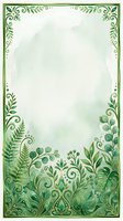 Ornamental green botanical frame with decorative leaf and vine borders, isolated on white background. Watercolor foliage design with scrollwork corners and flourishes, ready for invitations, certificates, and stationery templates.
