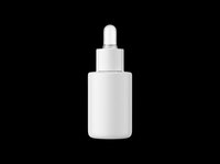 White matte dropper serum bottle isolated on transparent background, ready for cosmetic branding, product mockups, print on demand, stickers, and packaging design use.