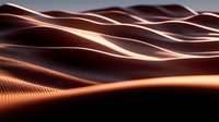 Mesmerizing copper-colored waves create abstract landscape with smooth flowing curves and gentle shadows, evoking desert dunes in dramatic lighting conditions.