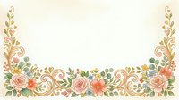 Ornamental floral border with roses, scrollwork, and botanical elements on cream background. Isolated design ready for invitations, cards, and decorative projects.