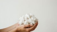 White fluffy cloud-like substance held in open palm against neutral background, isolated for design use on merchandise, packaging, and digital projects.