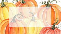 Watercolor pumpkins in warm autumn colors with decorative vines on transparent background for seasonal designs and fall decorations.