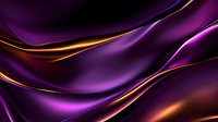 Luxurious purple and gold waves create dynamic flowing curves against dark background, abstract design elements for elegant backgrounds and presentations.