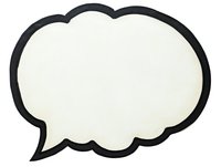 Empty speech bubble with black outline on white background, isolated for graphic design projects and digital communication materials.