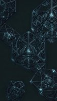 Abstract geometric network structures with glowing cyan nodes and interconnected lines on dark background, suitable for technology, data science, and digital innovation concepts.