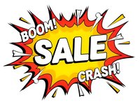 Comic book style explosion burst with SALE text for promotional marketing campaigns and retail advertising designs.