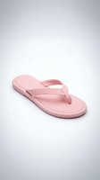 Pink flip-flop sandal with cushioned sole and thong strap on white background, suitable for footwear retail, fashion catalogs, and summer apparel marketing.