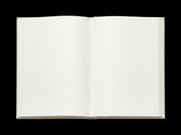 Open blank hardcover book with empty white pages, isolated on transparent background. Ready for stickers, clipart, t-shirt design, print on demand, and sublimation use.