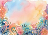 Watercolor gradient background with ornamental floral borders in pastel tones, suitable for invitations, greeting cards, and design projects.