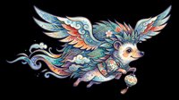 Colorful flying fox with ornate wings and decorative patterns, isolated on transparent background. Ready for t-shirt design, clipart, stickers, sublimation, and print-on-demand products.
