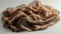 Smooth flowing bronze metallic fabric with elegant folds and waves creates dynamic sculptural form against neutral background. Luxurious satin material catches light dramatically.