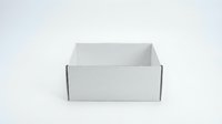 Open white cardboard box with lid removed, displayed against neutral background for packaging, shipping, storage, and product presentation mockups.