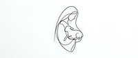 Minimalist line art of mother holding newborn baby in tender embrace, continuous single line drawing style for maternal care designs and nursery decor.
