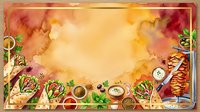 Watercolor cooking background with spices, herbs and kitchen utensils border frame for culinary recipes, food blogs and restaurant menus.