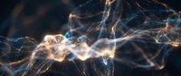Abstract neural network with glowing synapses and interconnected pathways representing artificial intelligence and data processing in digital space.