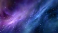 Cosmic space background with vibrant blue and purple nebula clouds, glowing stars and dynamic light streaks across dark galaxy atmosphere.