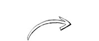 Curved white arrow pointing right with black outline on transparent background, ready for graphic design projects and presentations.