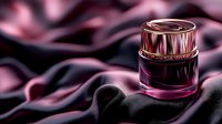 Luxury cosmetic cream jar on dark silk fabric with elegant pink lighting and reflections, premium skincare product photography for beauty advertising.
