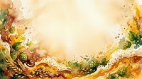 Watercolor autumn foliage border with warm golden yellow and orange leaves creating decorative frame on textured paper background for seasonal designs.