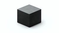 Minimalist black cube with light gray top surface on white background, geometric shape isolated for design projects and conceptual use.