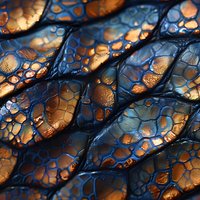 Abstract macro photography of textured surface with blue and copper metallic pattern, creating dramatic light effect perfect for luxury design backgrounds.