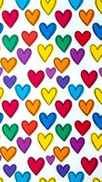 Colorful hearts seamless pattern with rainbow colors on white background. Repeating design for fabric, wallpaper, wrapping paper and romantic decorations.
