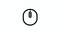 Computer mouse icon in minimalist black line design on white isolated background, suitable for web interface, app buttons and digital design projects.