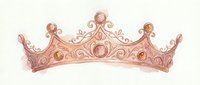 Elegant rose gold princess crown with ornate scrollwork and gemstones isolated on transparent background for royal design projects and fairy tale themes.